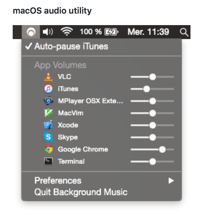 OSX per Application Volume Mixer – BackgroundMusic @ github